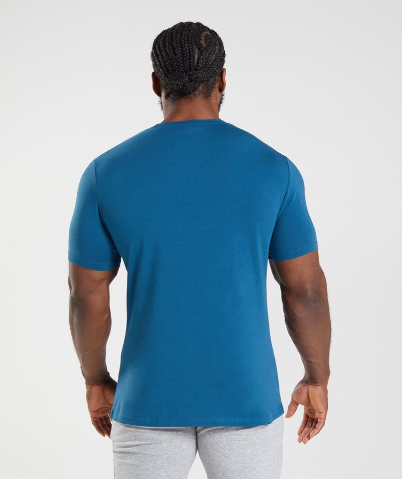 Men's Gymshark Essential T-Shirts Blue | CA 3N680A